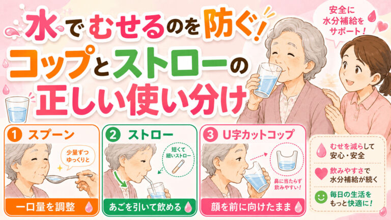 【パーキンソン病の食事】水でむせるのを防ぐ！コップとストローの正しい使い分