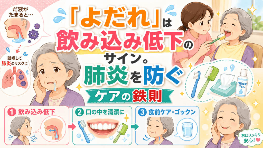 【パーキンソン病の口腔ケア】「よだれ」は飲み込み低下のサイン。肺炎を防ぐケアの鉄則