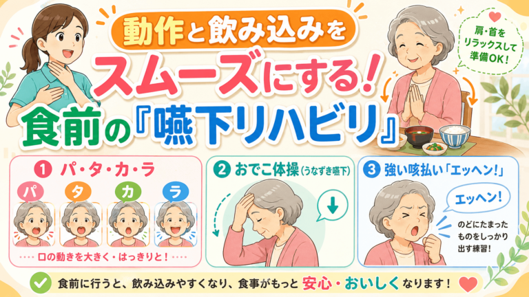 【パーキンソン病の食事】動作と飲み込みをスムーズにする！食前の「嚥下リハビリ」